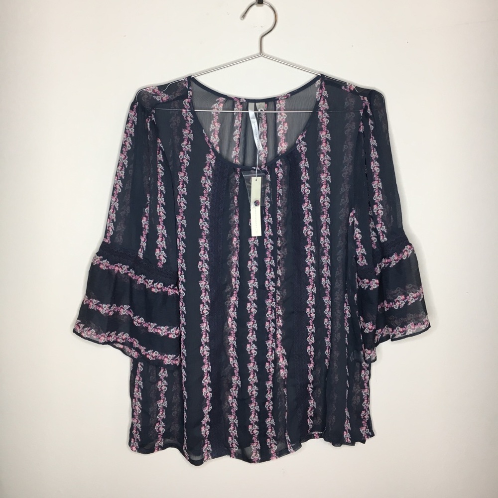 NWT LC Lauren Conrad Sheer Floral Blouse
